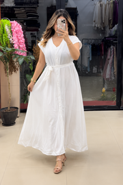 White Women's Soft Rayon A-Line Maxi Dress