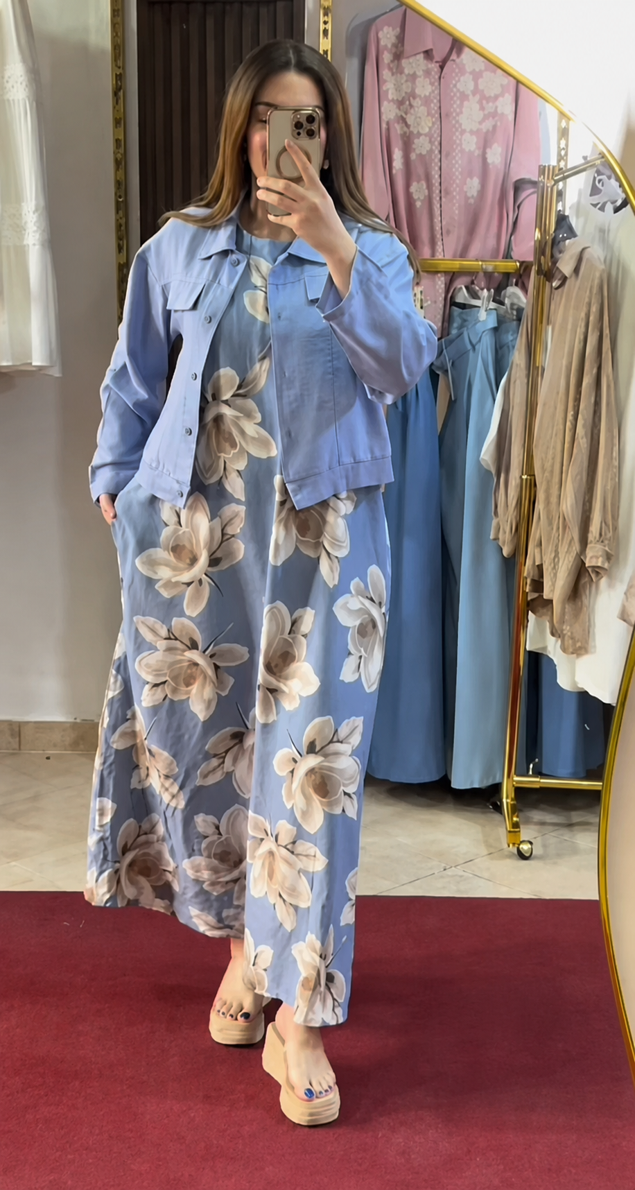 Sky Blue Premium Floral Co-Ord Set