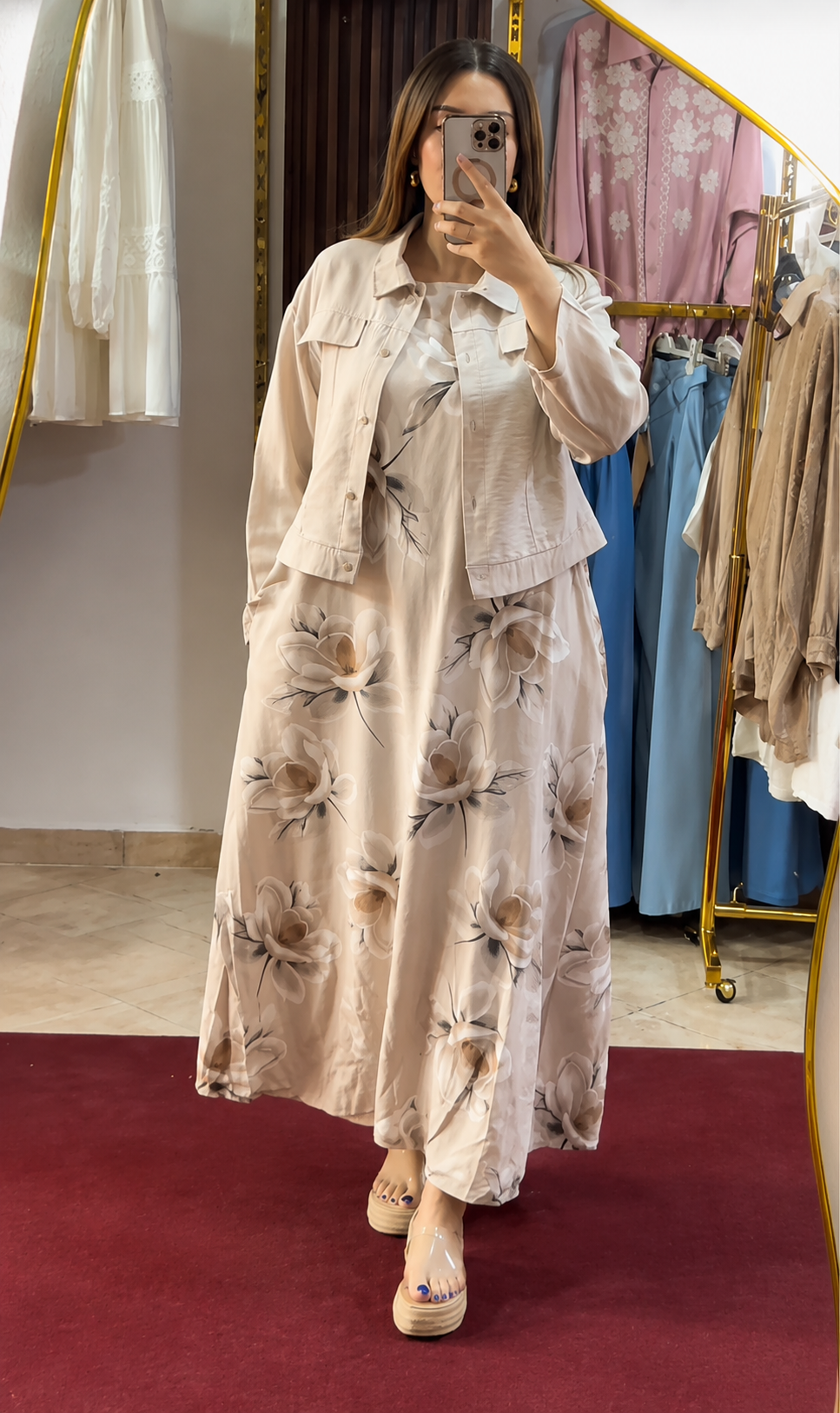 Beige Premium Floral Co-Ord Set