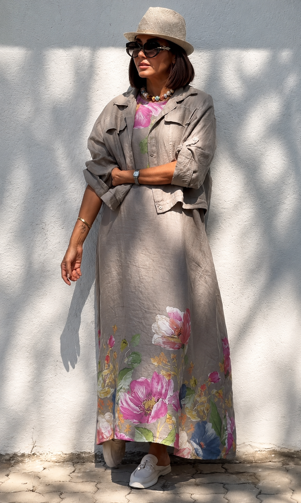 Women's Floral Maxi Dress with Jacket Set