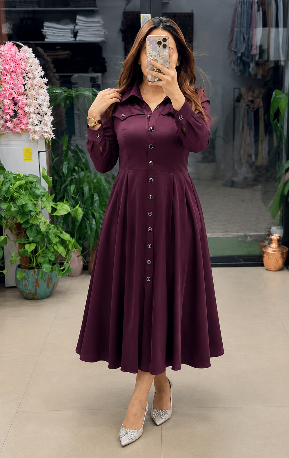 Wine Designer Dress for Women