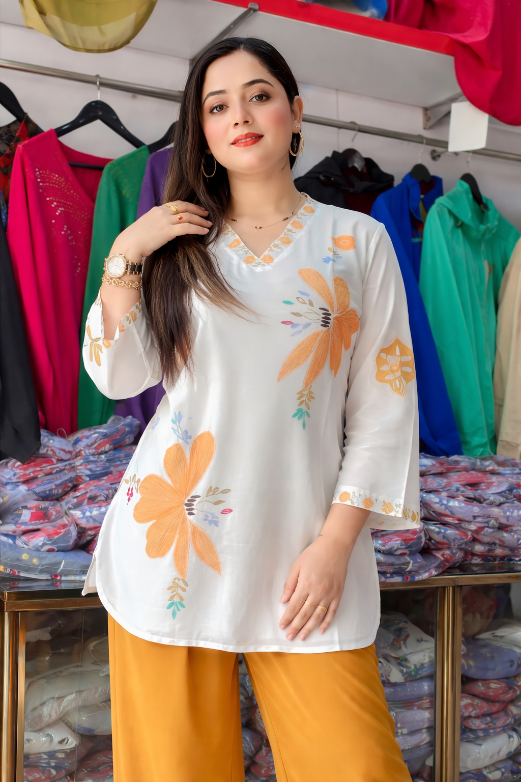 Yellow Floral Georgette Co-Ord Set