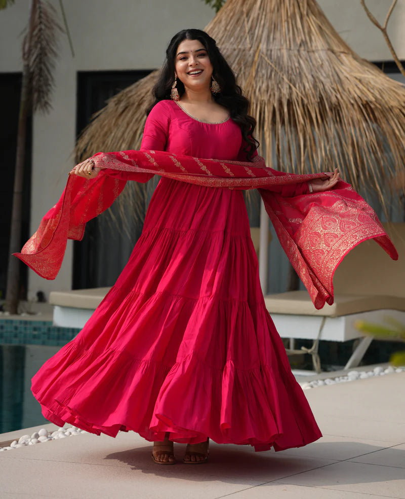 Red Premium Designer Anarkali Suit