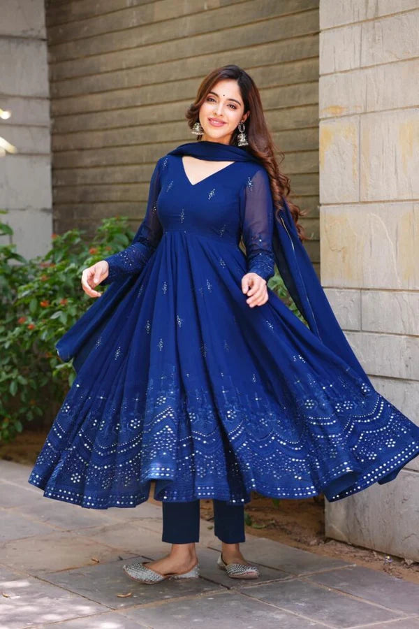 Elegant Blue Premium Anarkali Suit Set