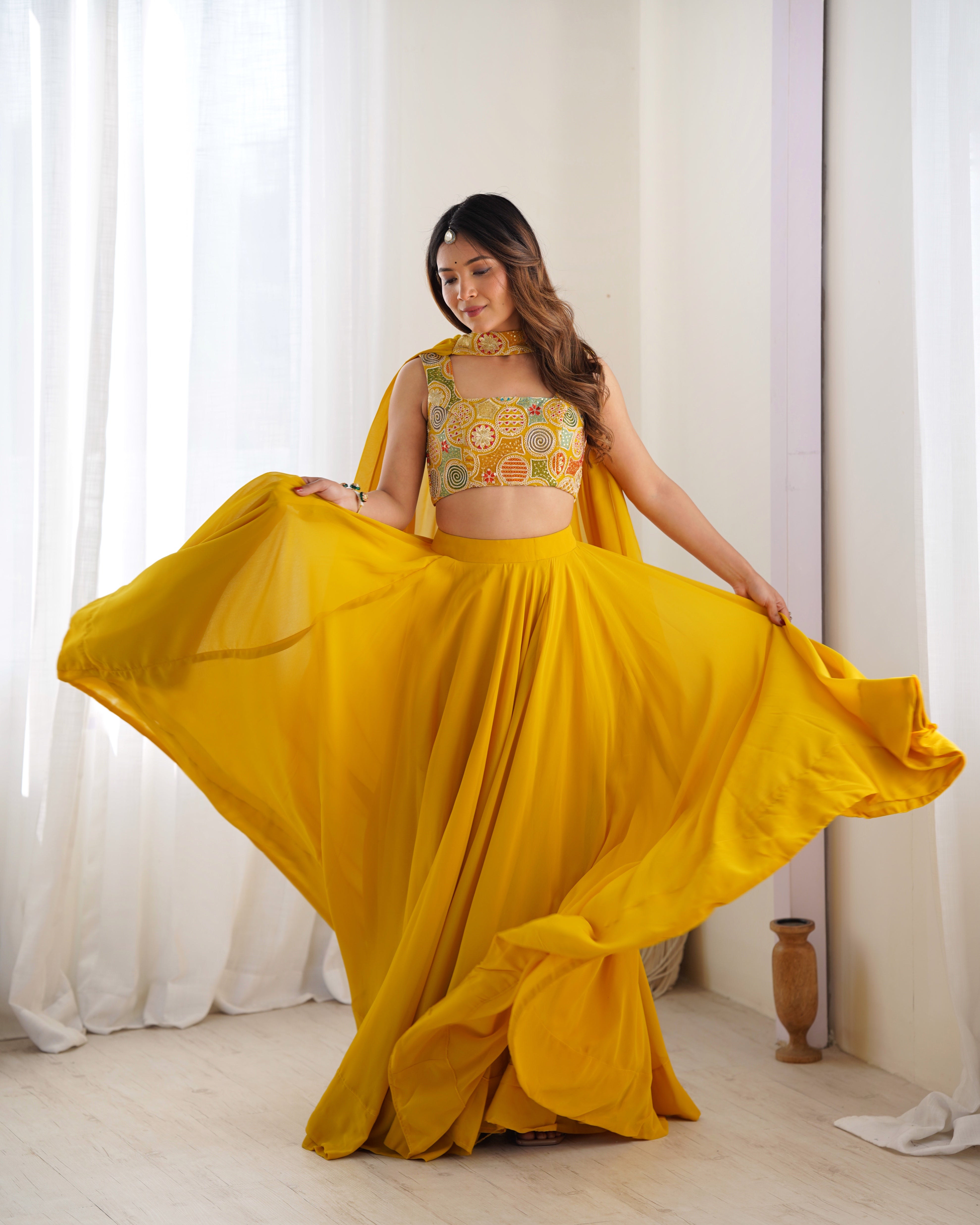 New Wedding And Festival Wear Soft Georgette Full Flair Lahenga With Heavy Designer Blouse