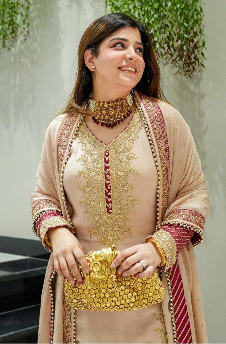Premium Chinon Silk Embroidered Suit Set