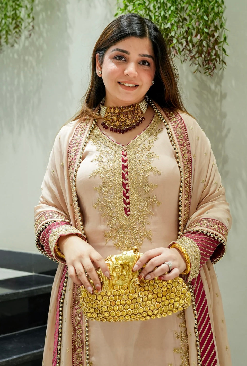 Premium Chinon Silk Embroidered Suit Set