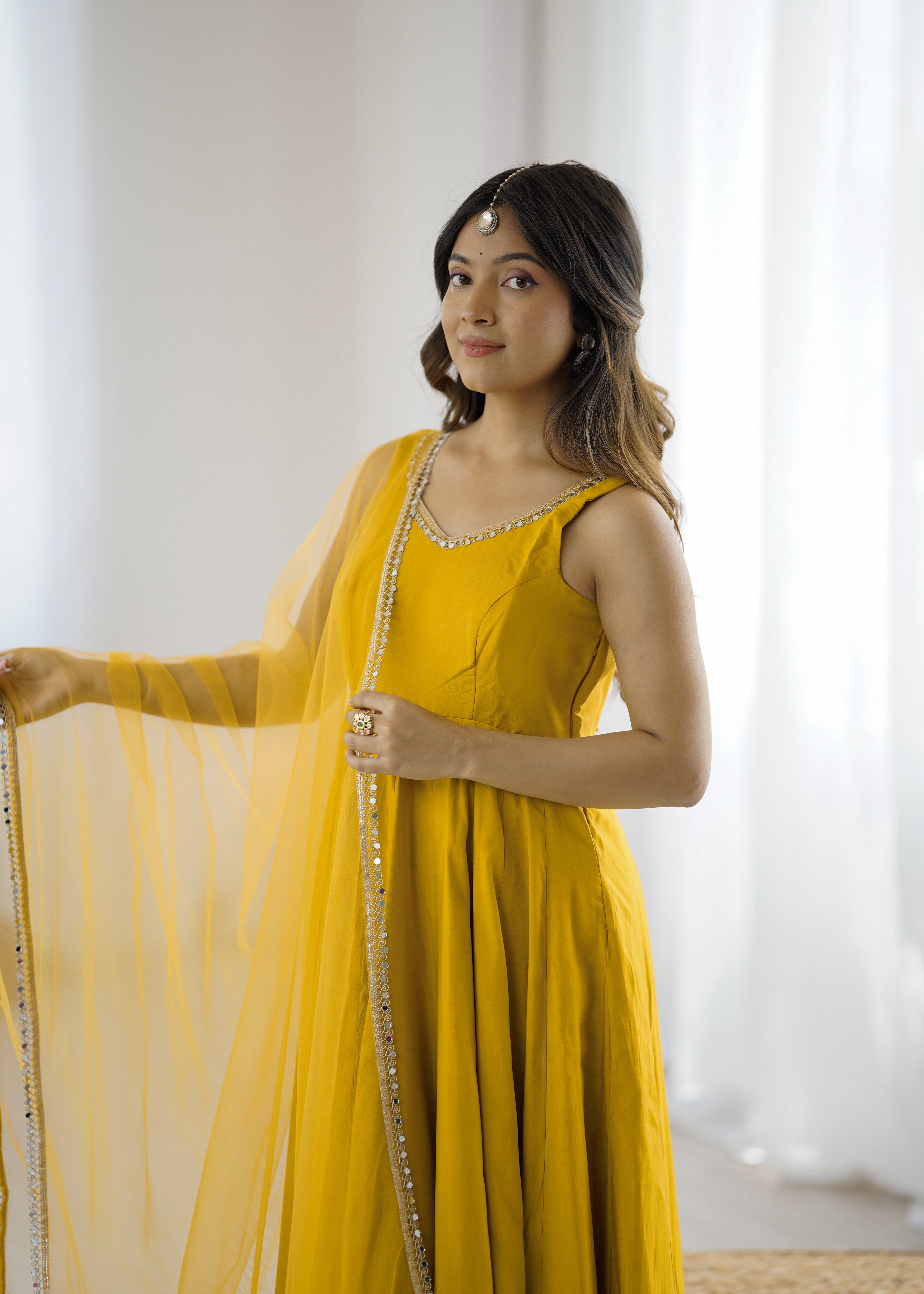 Elegant Roman Silk Chanderi Anarkali Set