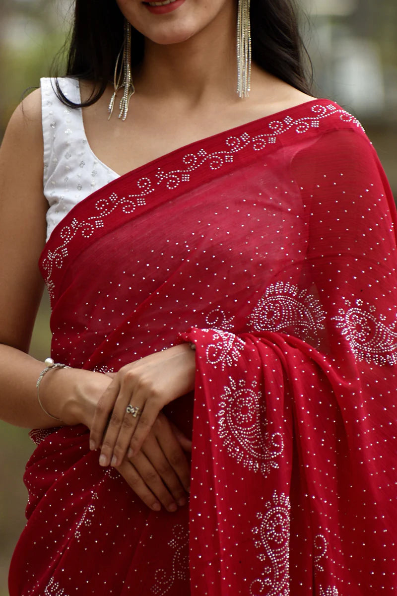 Red Partywear Saree