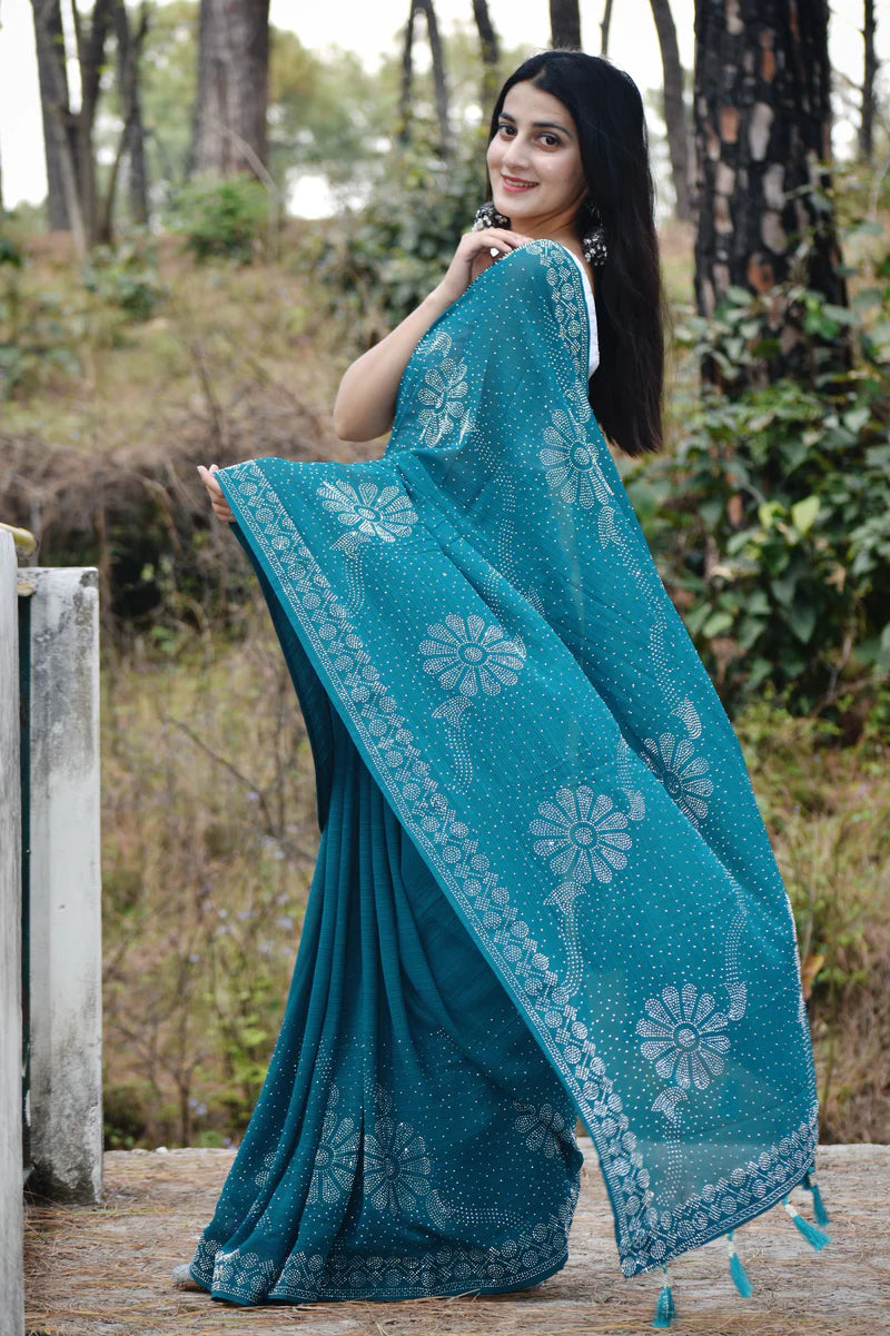 Teal Green Partywear Saree