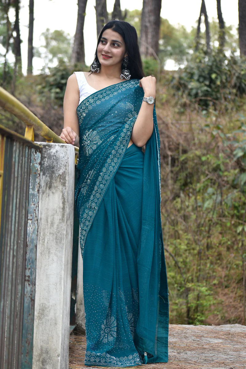 Teal Green Partywear Saree