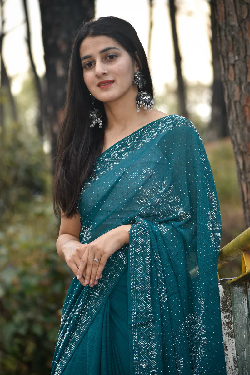 Teal Green Partywear Saree