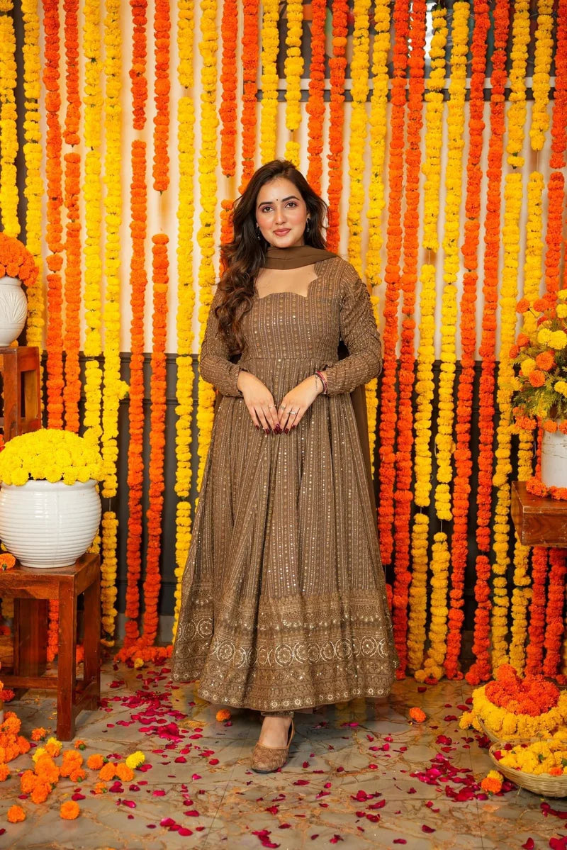 Elegant Georgette Embroidered Kurta Set with Dupatta