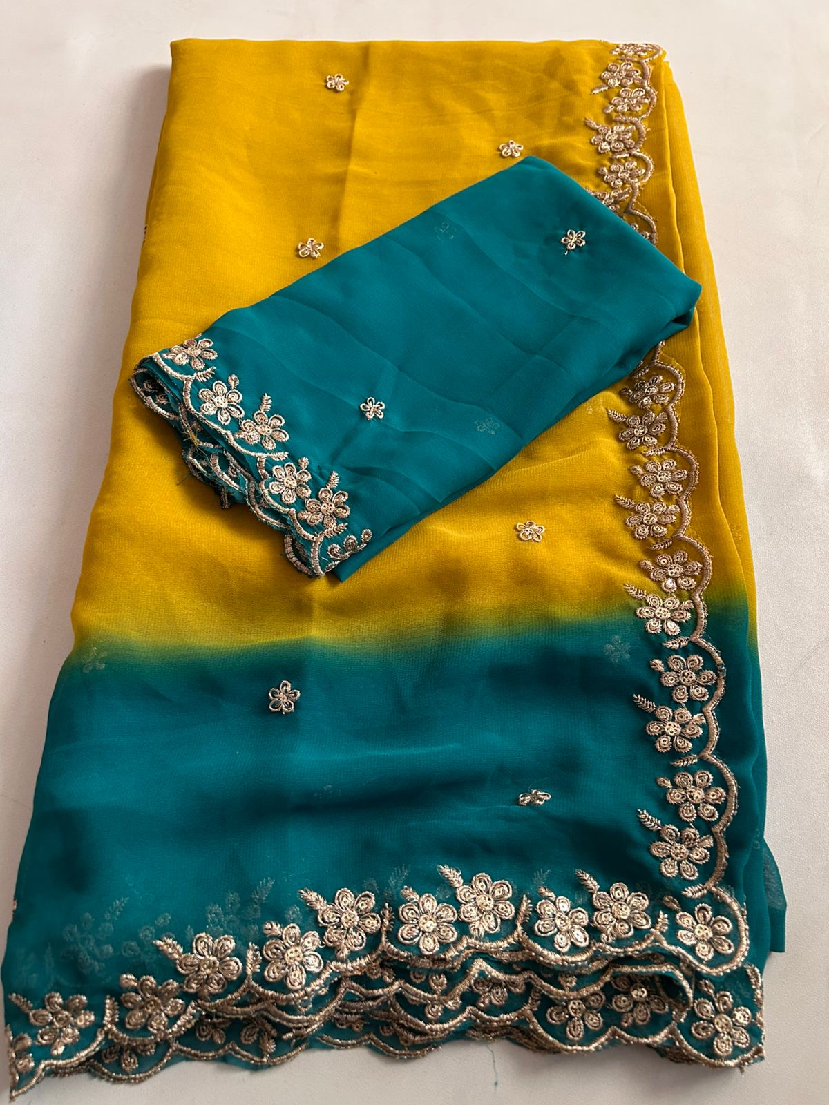 New Arrival Soft Georgette with Wedding Saree With Heavy Embroidery Sequence And Jari Work And Border Arca