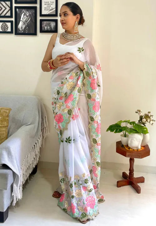 Embroidered Georgette Saree