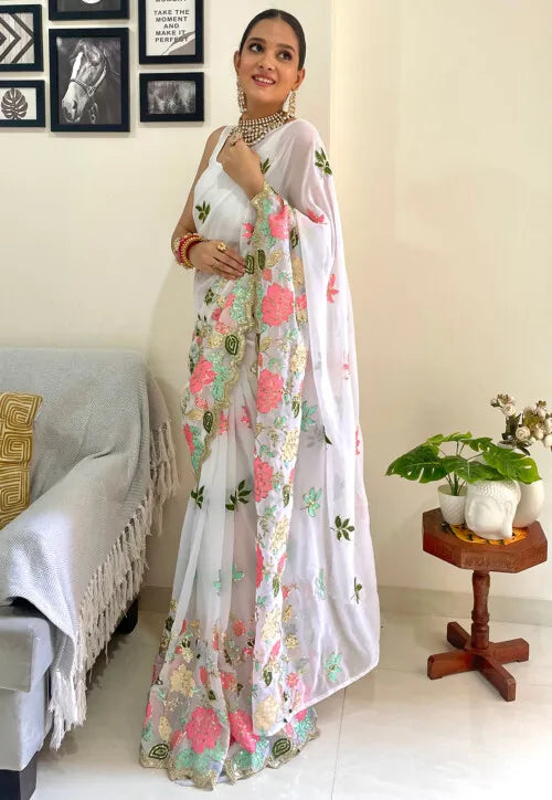 Embroidered Georgette Saree