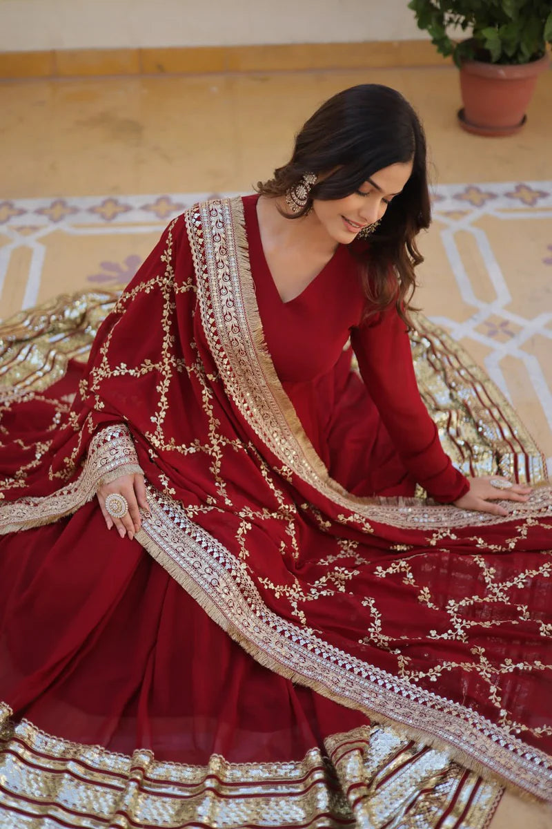 Maroon Premium Designer Anarkali Set