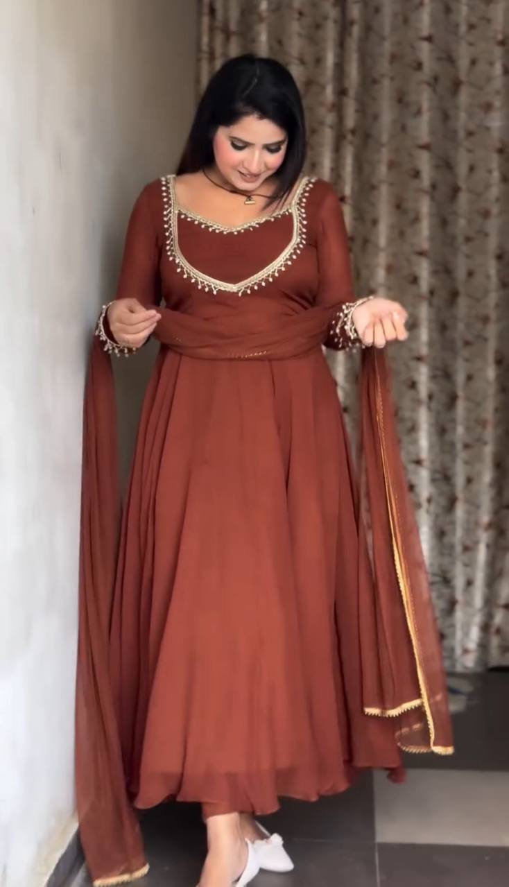 New Designer Partywear Pure Fox Georgette Kurta Set