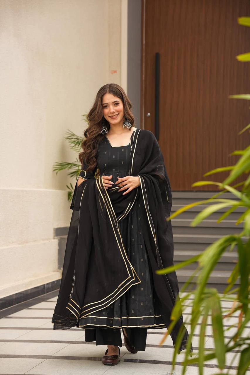 Black Premium Anarkali Suit Set