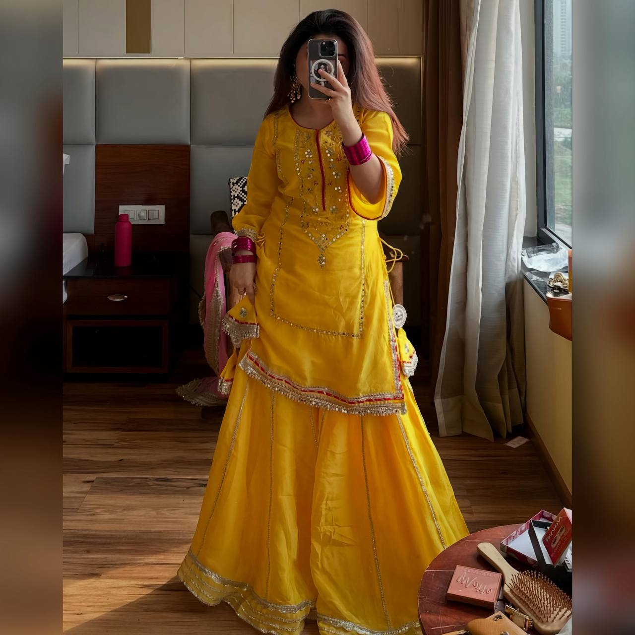 Premium Designer Yellow Sharara Set
