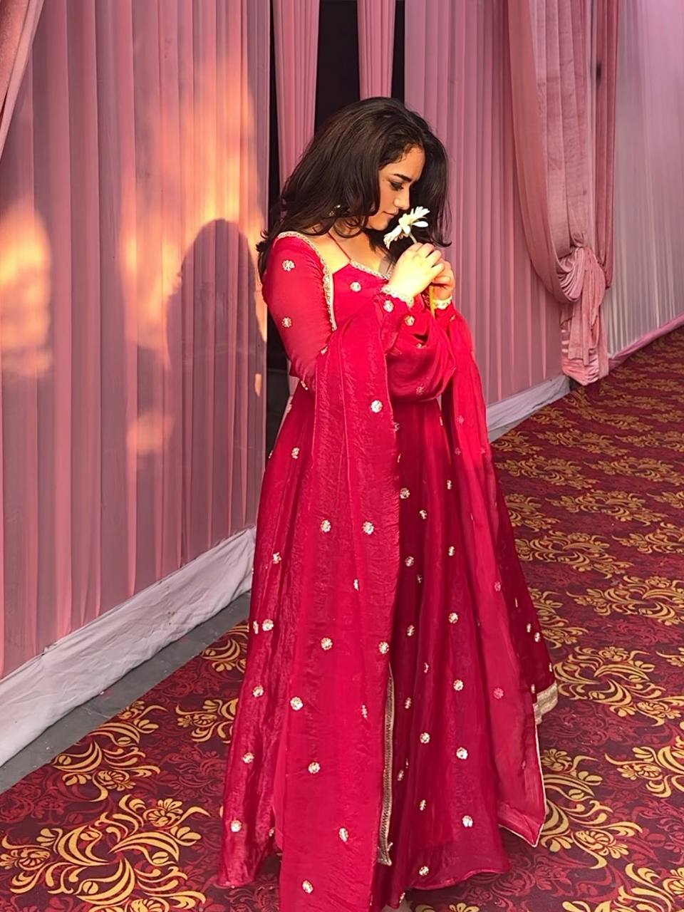 Red Premium Designer Anarkali Suit