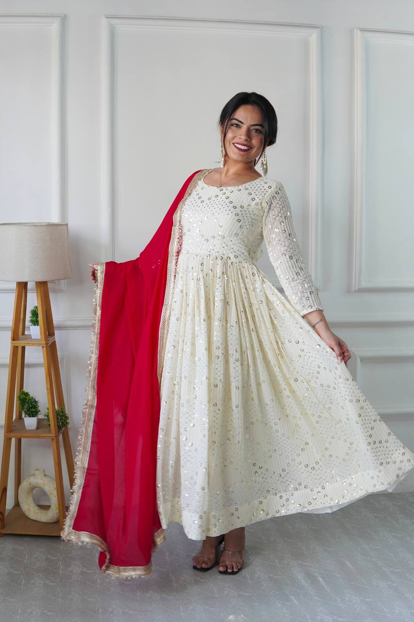 Launching New Designer Party Wear Anarkali with Pant – Embroidered Elegance!