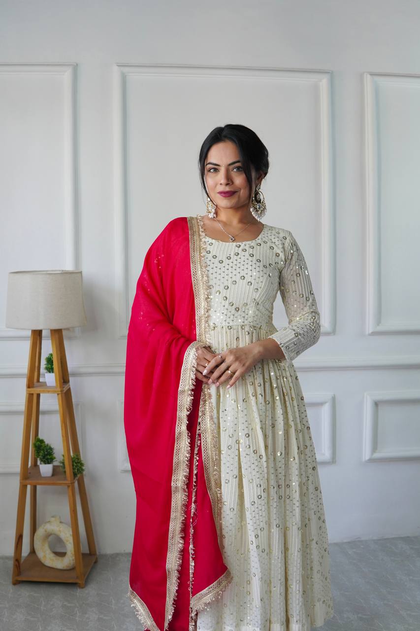 Launching New Designer Party Wear Anarkali with Pant – Embroidered Elegance!