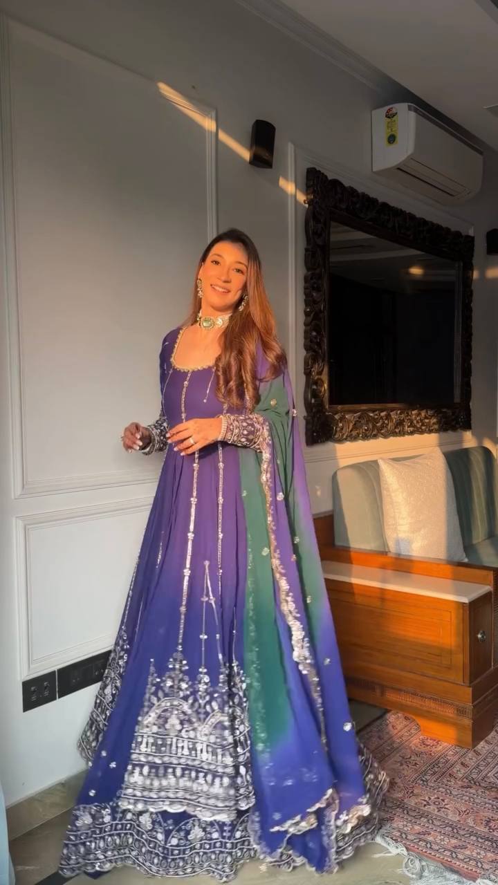 Premium Designer Faux Georgette Embroidered Anarkali Set