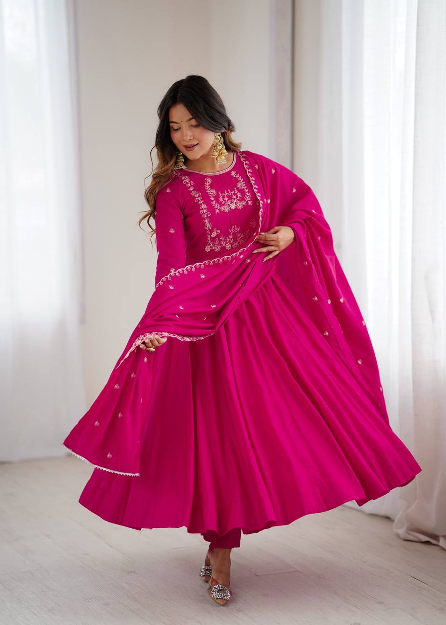 Ruhani Pink Premium Quality Anarkali Suit Set