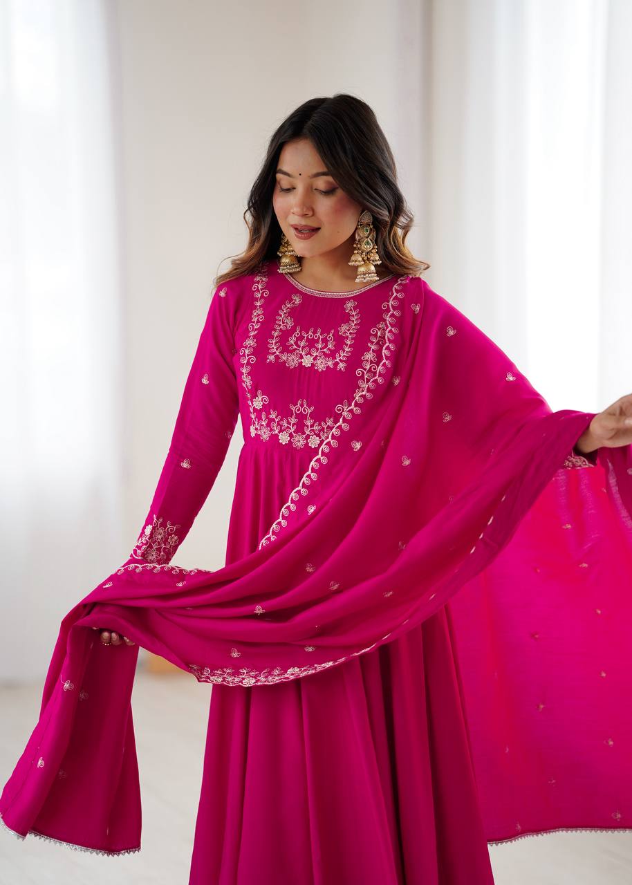 Ruhani Pink Premium Quality Anarkali Suit Set