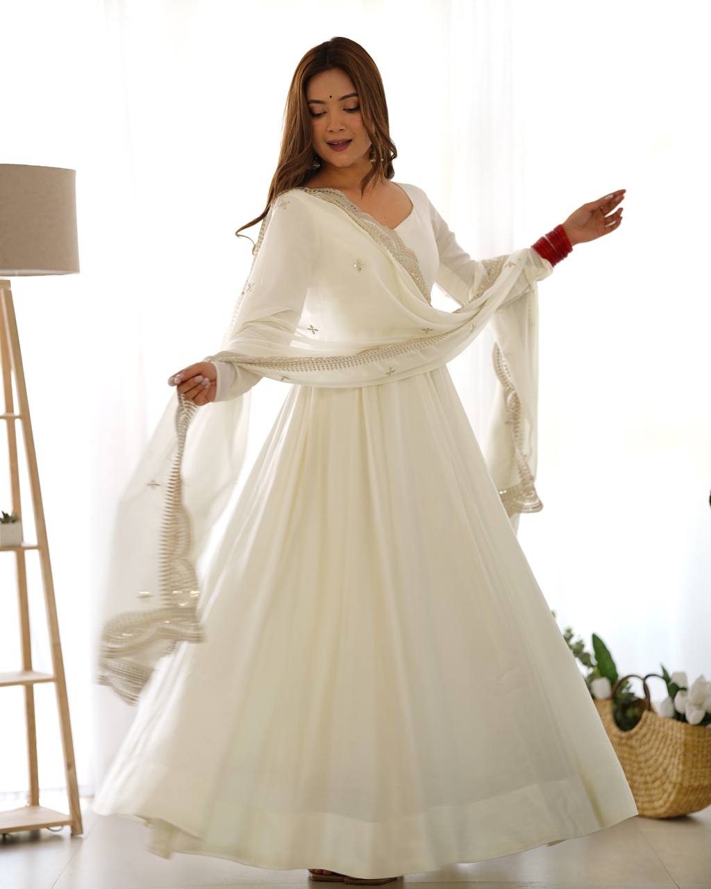 White Designer Anarkali Suit