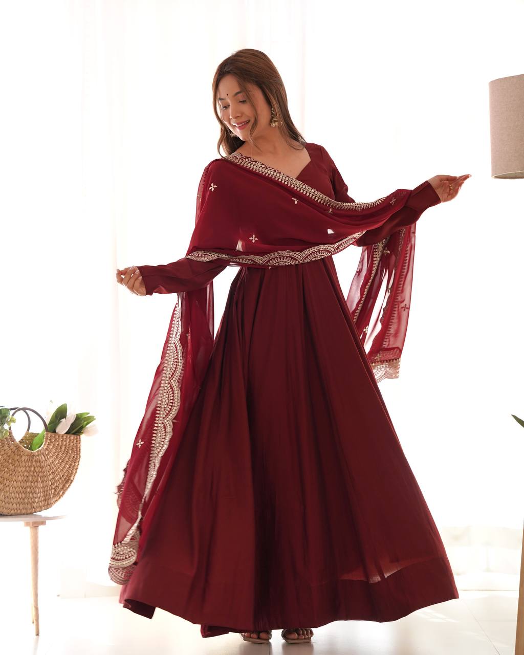 Maroon Designer Anarkali Suit