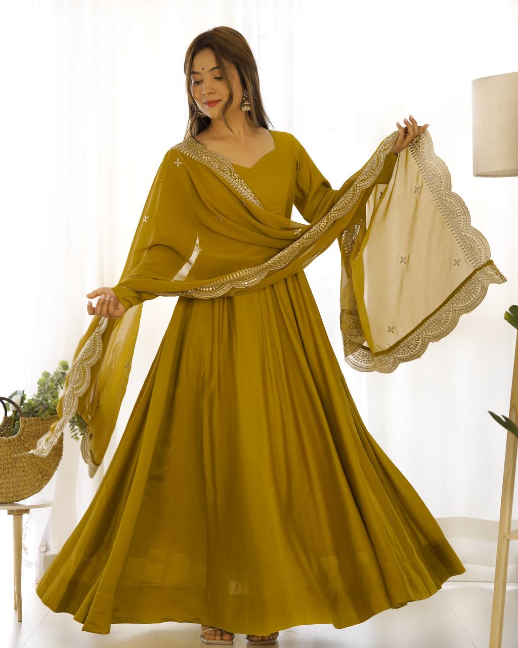 Mustard Yellow Designer Anarkali Suit