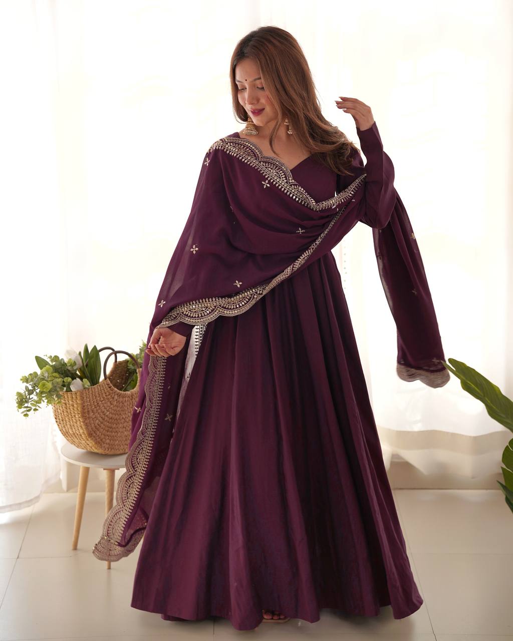 Wine Color Designer Anarkali Suit