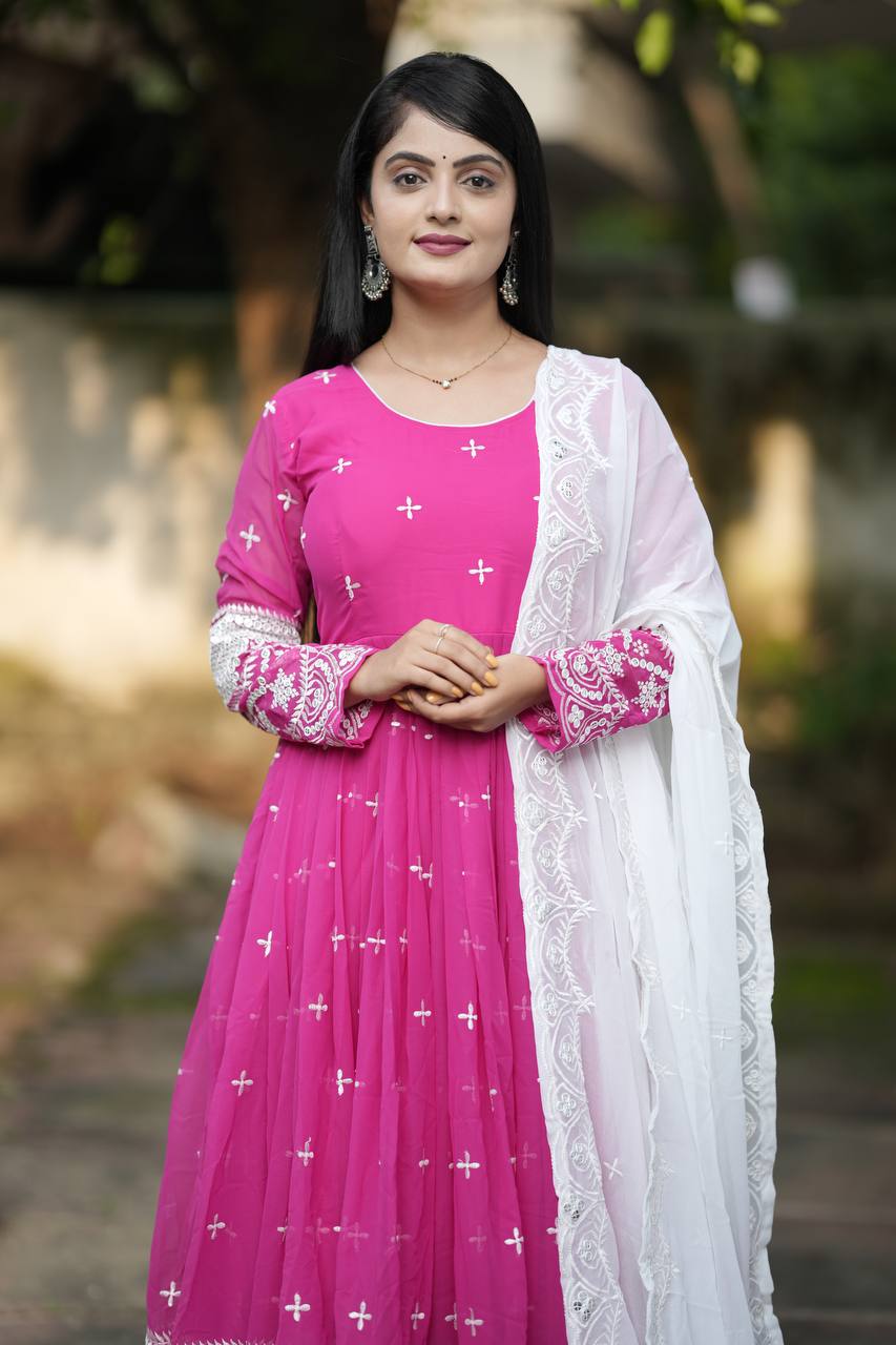 Premium Ready-Made Anarkali Suit Set [3 Pieces]