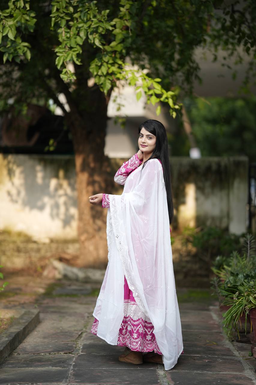 Premium Ready-Made Anarkali Suit Set [3 Pieces]