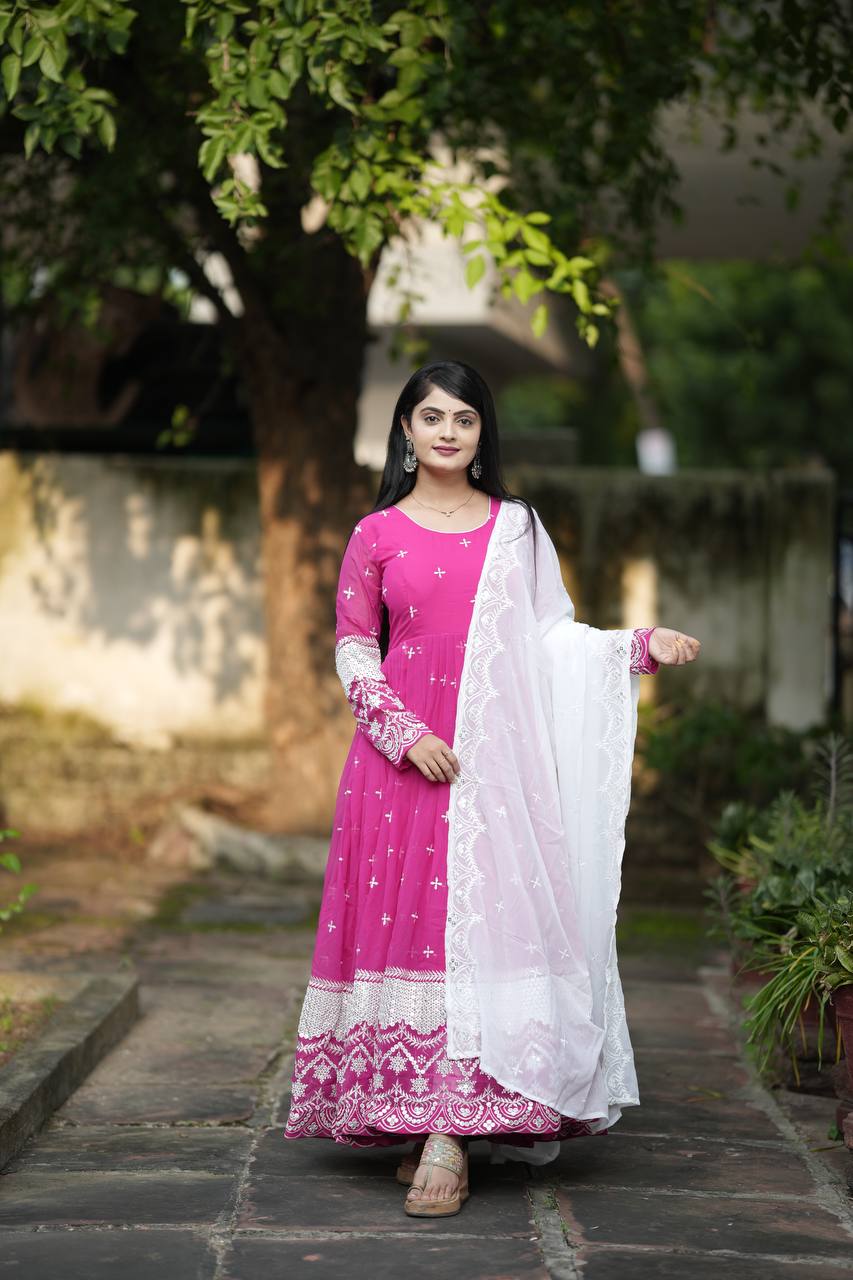 Premium Ready-Made Anarkali Suit Set [3 Pieces]