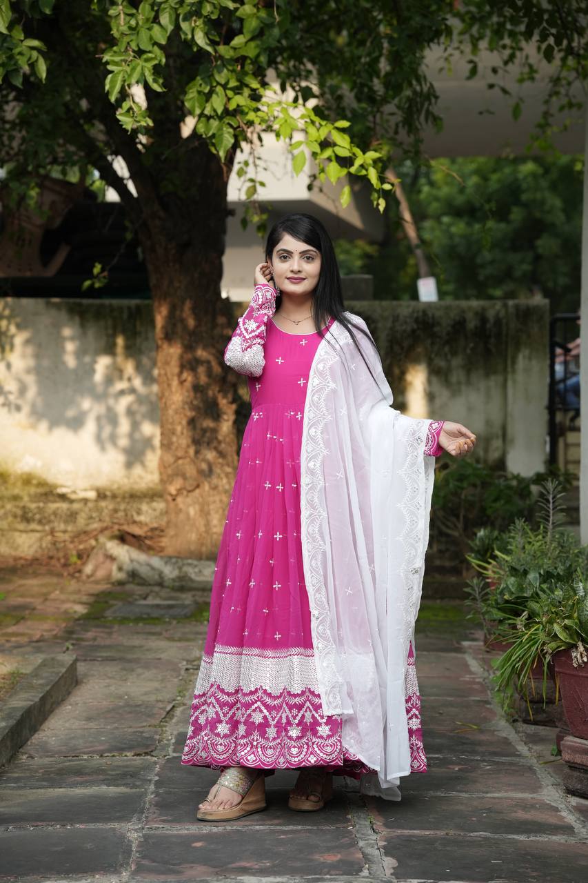 Premium Ready-Made Anarkali Suit Set [3 Pieces]