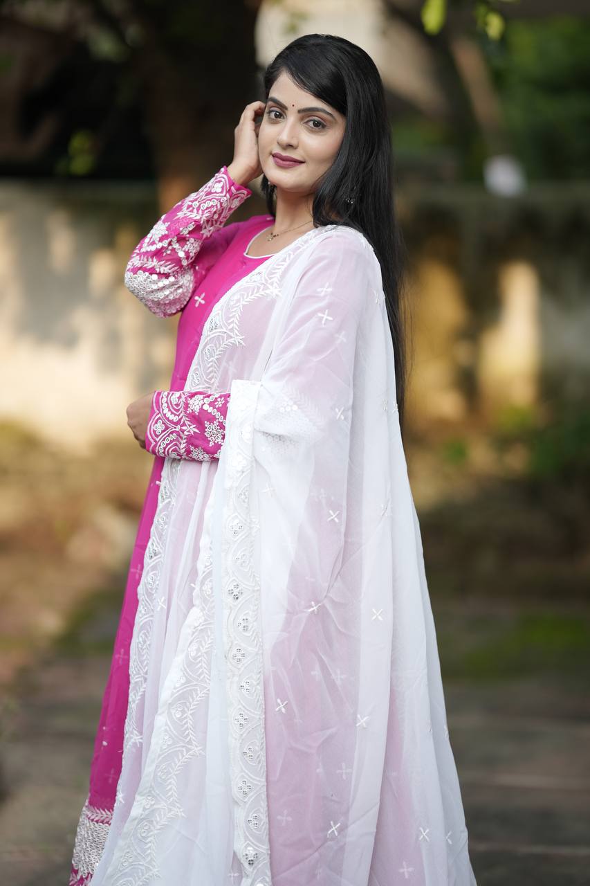 Premium Ready-Made Anarkali Suit Set [3 Pieces]