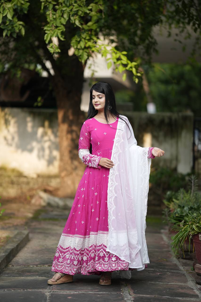 Premium Ready-Made Anarkali Suit Set [3 Pieces]