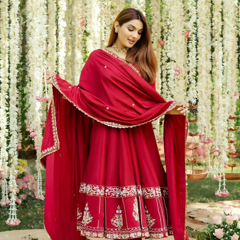 Red Anarkali Kurta Set