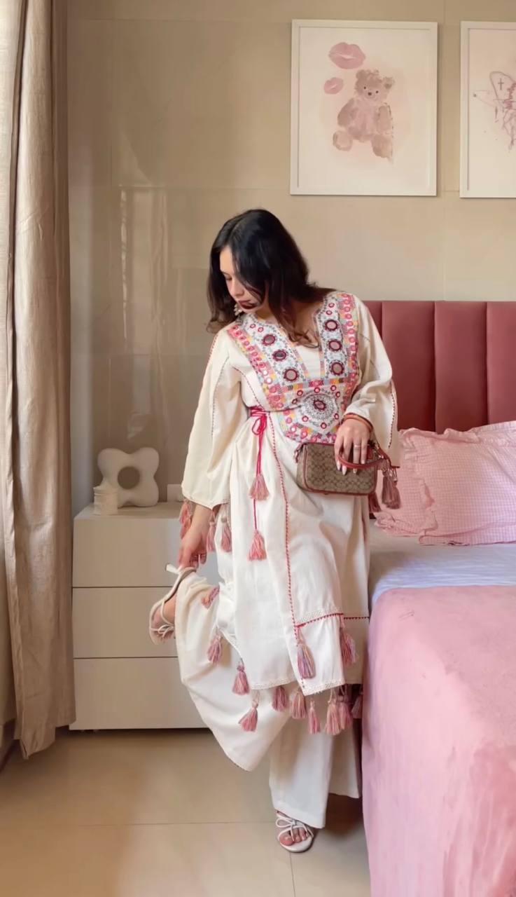 New Designer Pure Khadi Cotton Kurta With Pant Set
