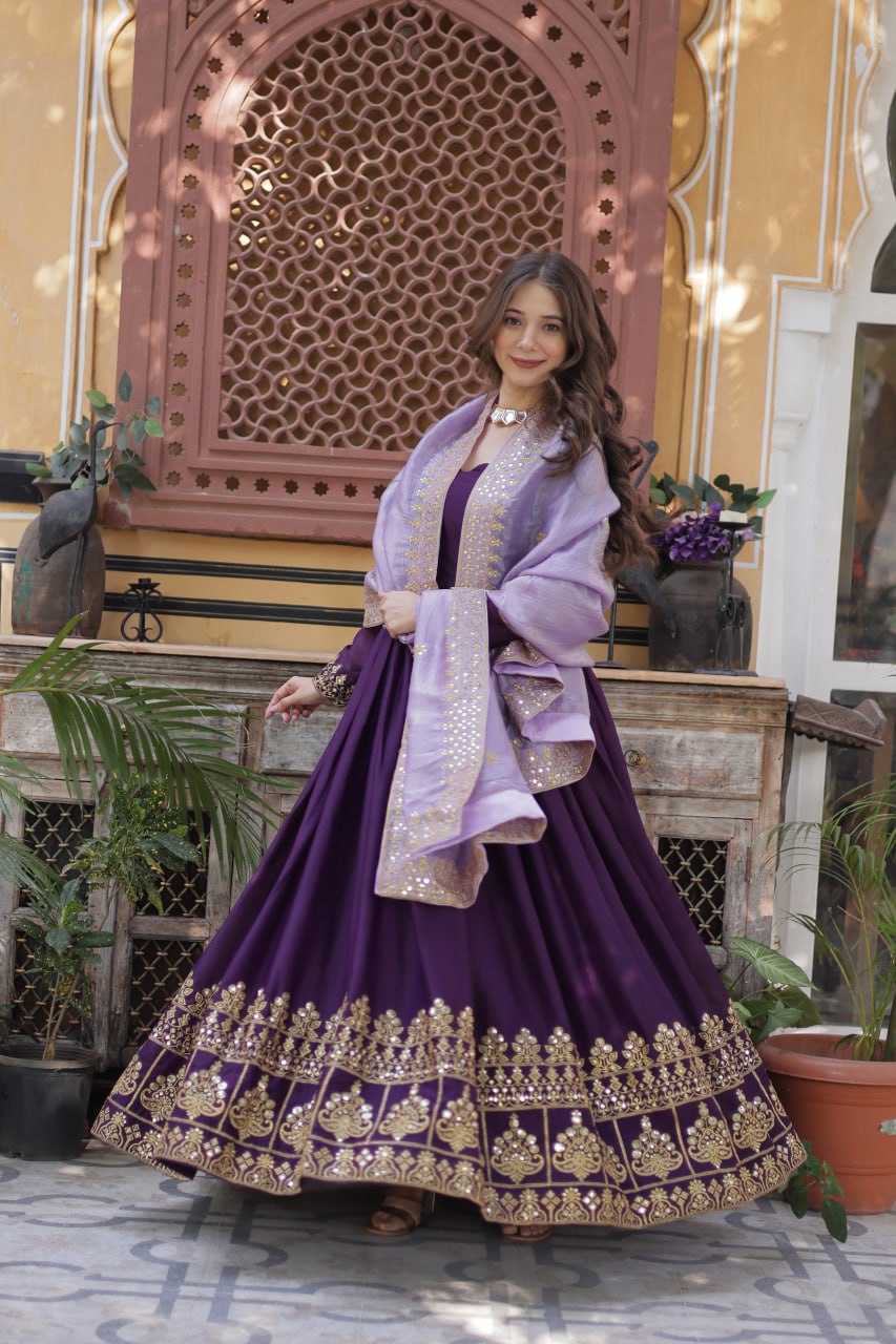 Purple Anarkali Set