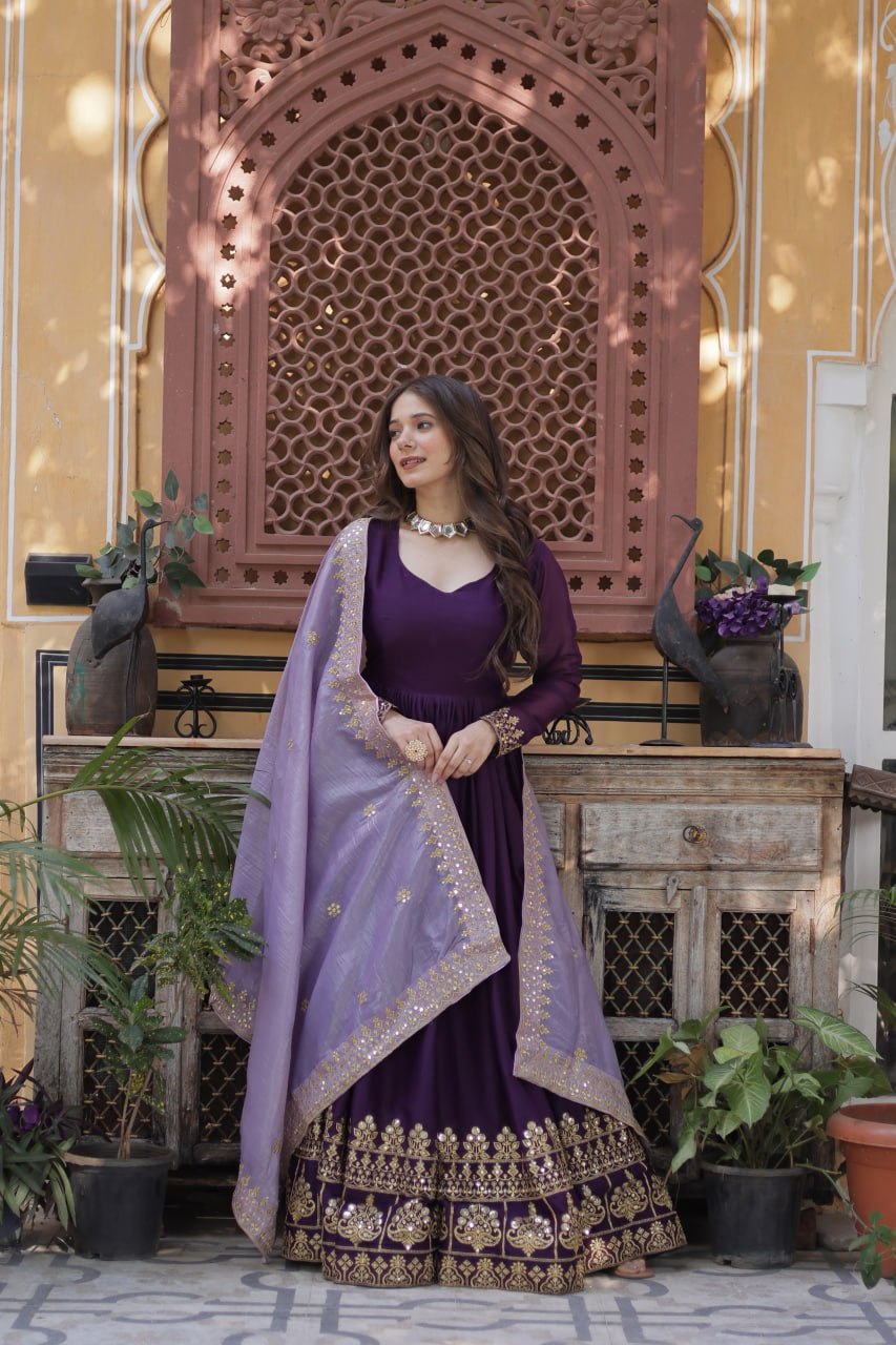 Purple Anarkali Set