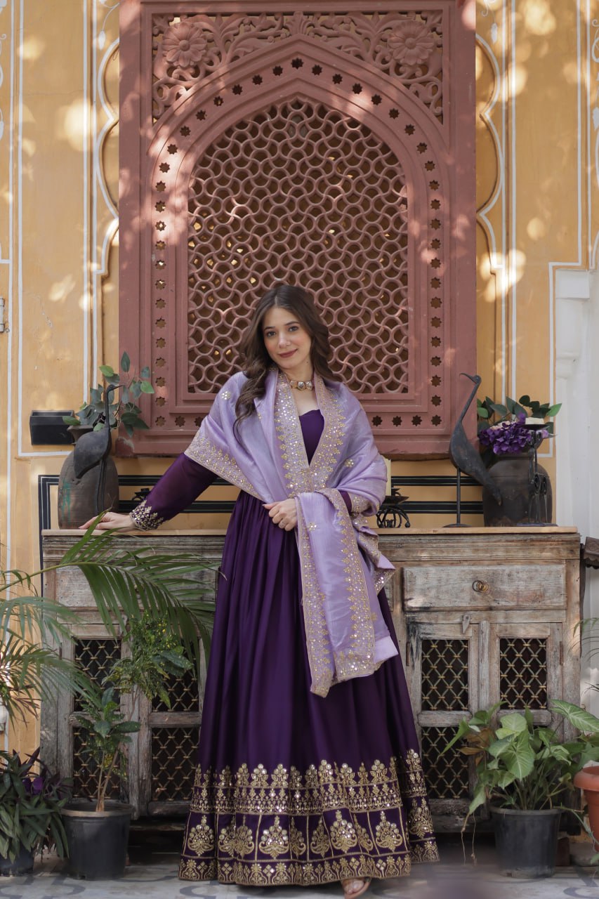 Purple Anarkali Set