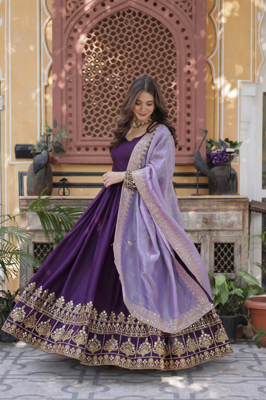 Purple Anarkali Set