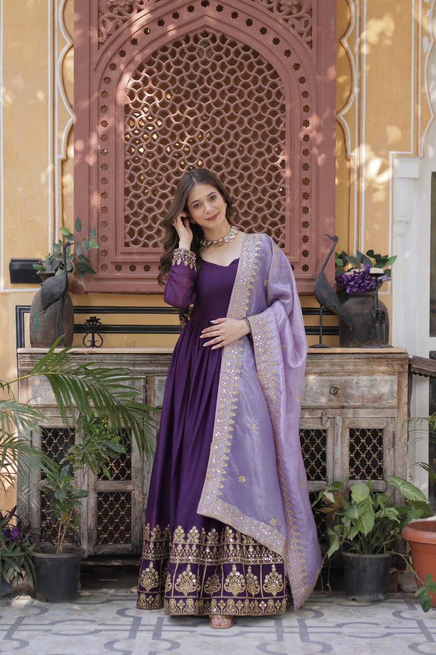 Purple Anarkali Set