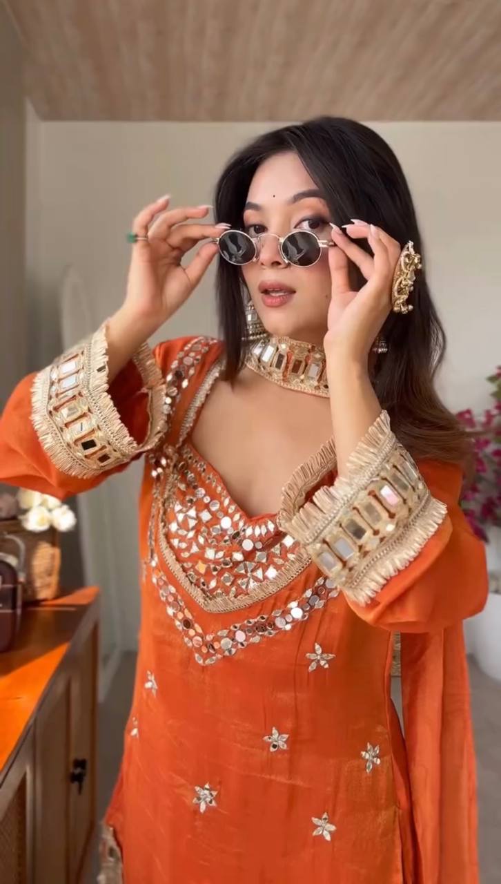 Orange Kurta Sharara Set