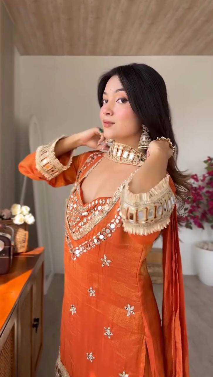 Orange Kurta Sharara Set