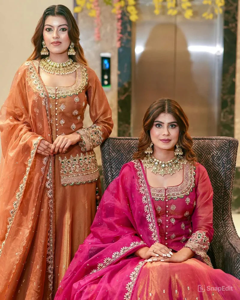 Luxurious Ethnic Kurta Ghaghra Suit Set